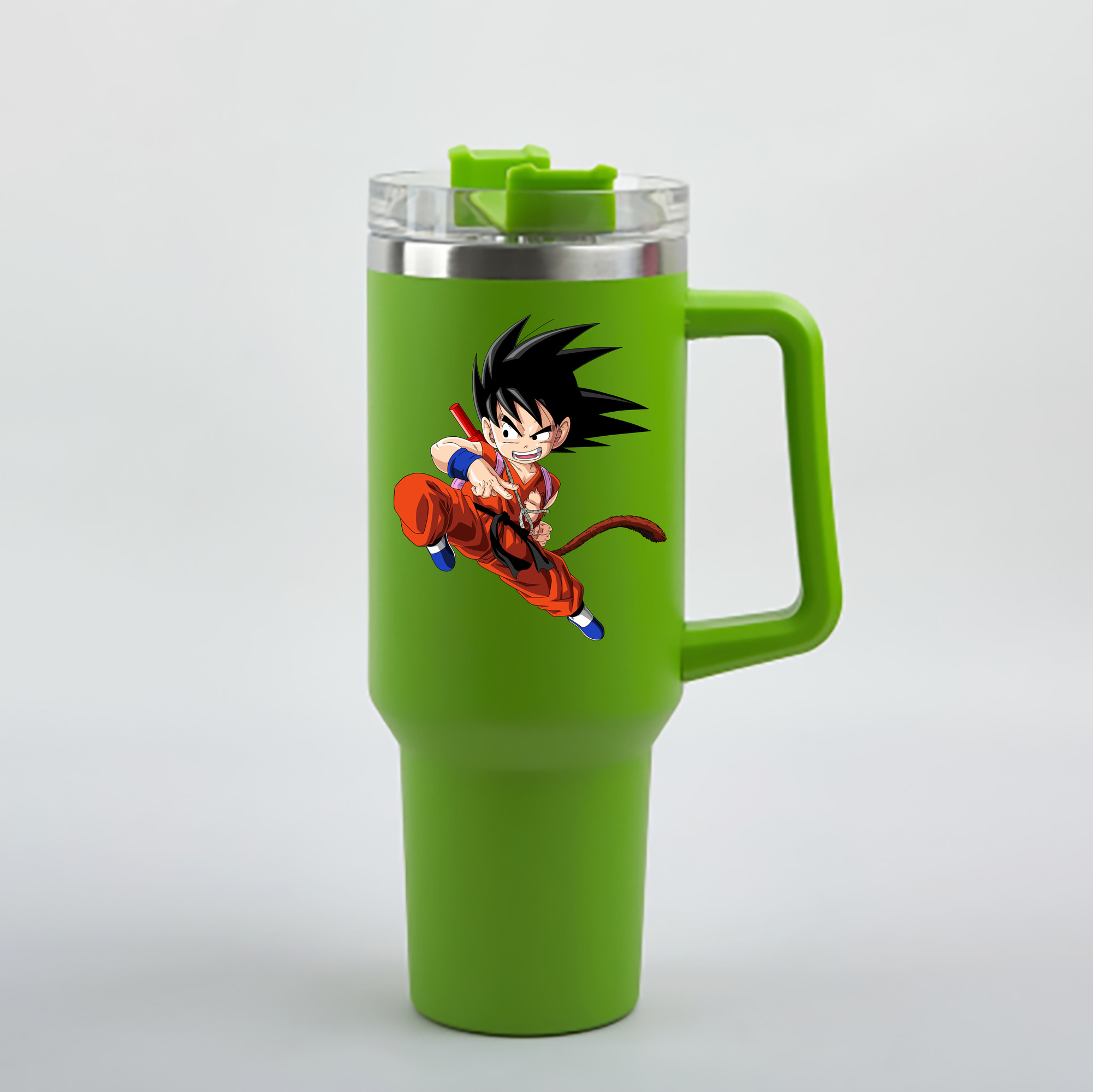 （画像用） ドラゴンボール 孫悟空（そん ごくう）Son Goku カカロット DRAGON BALL Kakarotto 1200mL車用タンブラー - クリスタルステッカー（プラスチックストロー付き）